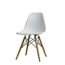 Load image into Gallery viewer, Modern Ergonomic Armless Side Dining Chair in White with Wood Legs
