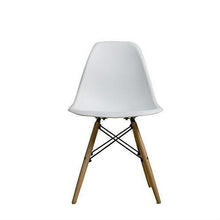Load image into Gallery viewer, Modern Ergonomic Armless Side Dining Chair in White with Wood Legs