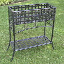 Load image into Gallery viewer, Elevated Rectangular Metal Planter Stand in Black Wrought Iron