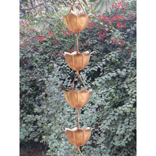 Load image into Gallery viewer, Lotus Flower 8.5-Ft Pure Copper Rain Chain for Rain Gutter - Barrel