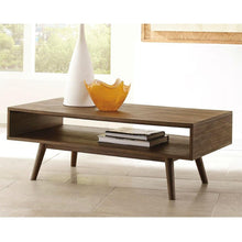 Load image into Gallery viewer, Modern Mid-Century Style Coffee Table in Light Brown Wood Finish