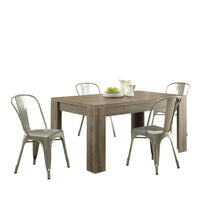 Load image into Gallery viewer, Modern Block Leg Rectangular Dining Table in Dark Taupe Wood Finish