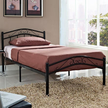 Load image into Gallery viewer, Twin size Black Metal Platform Bed with Headboard and Footboard