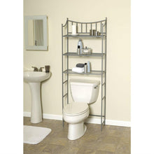 Load image into Gallery viewer, Bathroom Space Saving Over the Toilet Linen Tower Shelving Unit in Nickel Finish