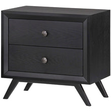 Load image into Gallery viewer, Modern Mid-Century Style Nightstand End Table in Black Wood Finish