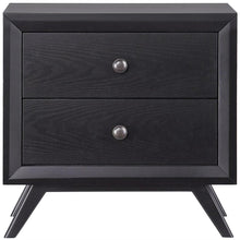 Load image into Gallery viewer, Modern Mid-Century Style Nightstand End Table in Black Wood Finish