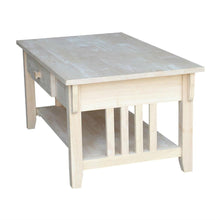 Load image into Gallery viewer, Unfinished Solid Wood Coffee Table Drawer and Shelf