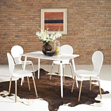 Load image into Gallery viewer, Modern Mid-Century Style Dining Table in White with Wood Legs