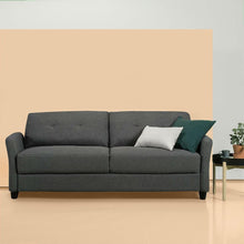 Load image into Gallery viewer, Dark Grey Fabric Upholstered Sofa Couch with Modern Flared Arms