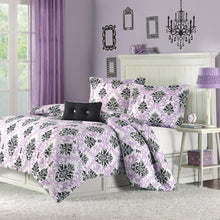 Load image into Gallery viewer, Twin - Twin XL size Purple Damask Design Comforter Set