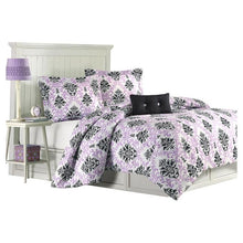 Load image into Gallery viewer, Twin - Twin XL size Purple Damask Design Comforter Set
