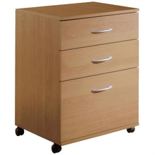 Load image into Gallery viewer, Contemporary 3-Drawer Mobile Filing Cabinet in Natural Maple Finish