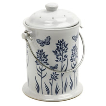 Load image into Gallery viewer, 3-Quart Ceramic Compost Keeper with Floral butterfly Design