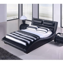 Load image into Gallery viewer, King size Modern Black Faux Leather Upholstered Platform Bed with Headboard