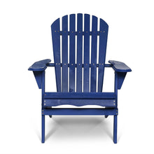 Load image into Gallery viewer, Patio Outdoor Folding Wood Adirondack Chair in Navy Blue Fir Wood