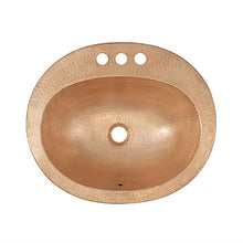 Load image into Gallery viewer, Oval 20 x 17 inch Drop-in Solid Copper Bathroom Sink