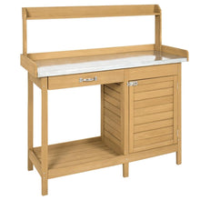 Load image into Gallery viewer, Natural Fir Wood Potting Bench Garden Work Table with Metal Top