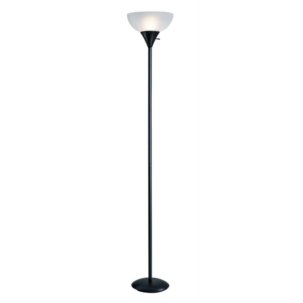 Black 70-inch 150-Watt Floor Lamp White Frosted Shade