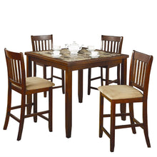 Load image into Gallery viewer, Casual 5-Piece Dining Set with Microfiber Padded Counter Height Stools