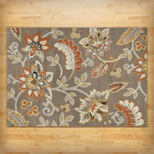 Load image into Gallery viewer, 3&#39;3&quot; x 5&#39;2&quot; Tufted Cotton Area Rug with Yellow Orange Beige Brown Floral Pattern