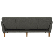 Load image into Gallery viewer, Mid-Century Style Grey Linen Upholstered Futon Sofa Bed with Wooden Legs