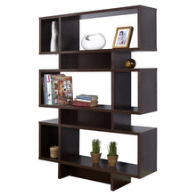Load image into Gallery viewer, Modern 63-inch high Bookcase Geometric  Display Shelf in Espresso Wood Finish