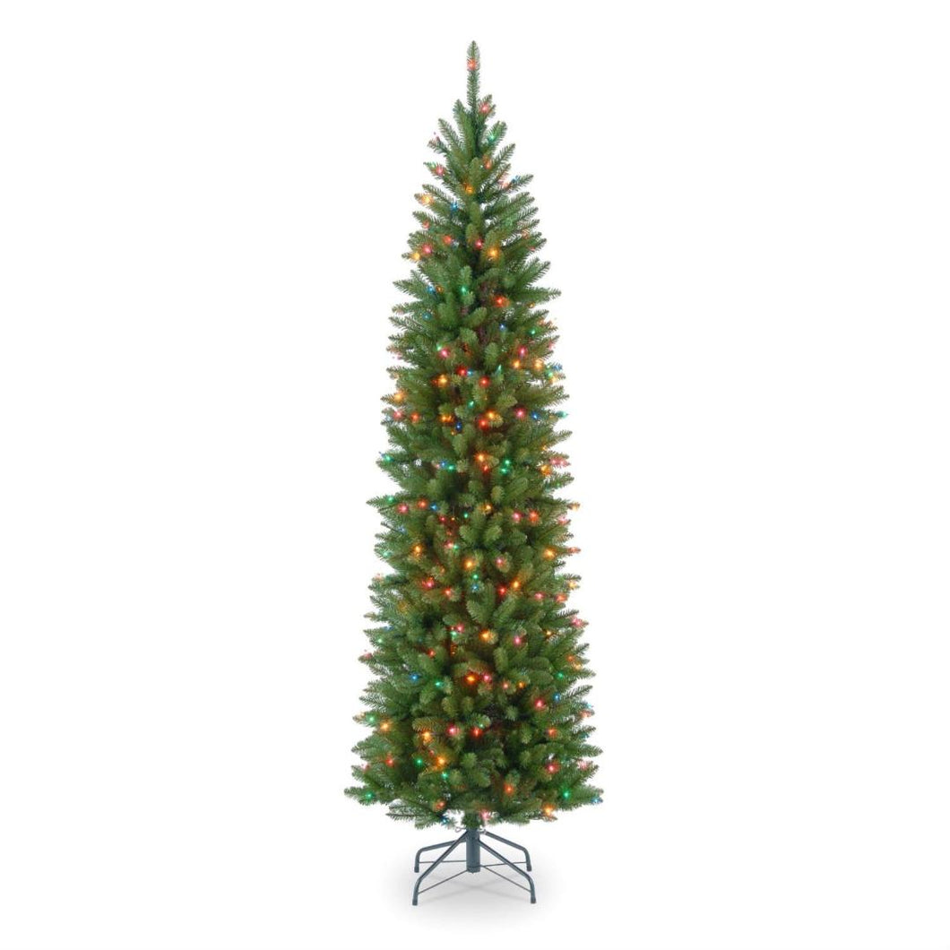 6.5 Foot Narrow Slim Small Footprint Christmas Tree Prelit 250 Multi-Color Lights