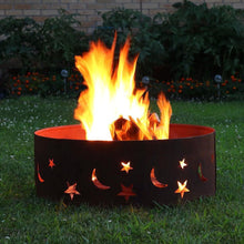 Load image into Gallery viewer, Moon Stars 30-inch Round Steel Outdoor Fire Pit with Rust-like Finish