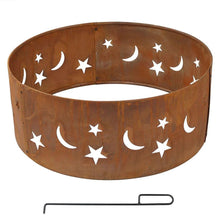 Load image into Gallery viewer, Moon Stars 30-inch Round Steel Outdoor Fire Pit with Rust-like Finish