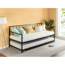 Load image into Gallery viewer, Twin size Heavy Duty Metal Daybed with Roll-Out Trundle Bed