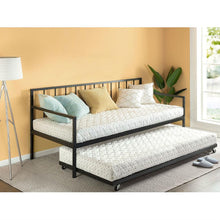 Load image into Gallery viewer, Twin size Heavy Duty Metal Daybed with Roll-Out Trundle Bed