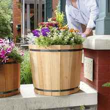 Load image into Gallery viewer, 18.5-inch Outdoor Barrel Planter in Cedar Wood - Made in USA