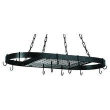 Load image into Gallery viewer, Oval Hanging Pot Rack with Chains and 2 Hooks in Matte Black
