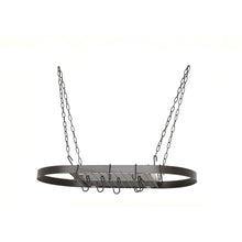 Load image into Gallery viewer, Oval Hanging Pot Rack with Chains and 2 Hooks in Matte Black
