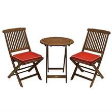 Load image into Gallery viewer, 3-Piece Outdoor Patio Furniture Bistro Set with Red Seat Cushions