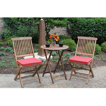 Load image into Gallery viewer, 3-Piece Outdoor Patio Furniture Bistro Set with Red Seat Cushions