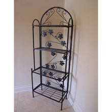 Load image into Gallery viewer, Cast Iron Bakers Rack with Grape Vine Design in Antique Bronze