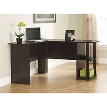 Load image into Gallery viewer, L-Shaped Corner Computer Office Desk in Dark Brown Espresso Finish