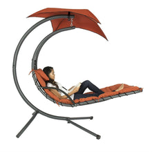 Load image into Gallery viewer, Orange-Red Single Person Sturdy Modern Chaise Lounger Hammock Chair Porch Swing