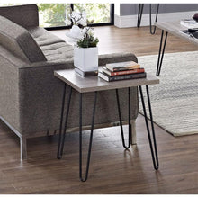 Load image into Gallery viewer, Modern Classic Vintage Style End Table with Wood Top and Metal Legs