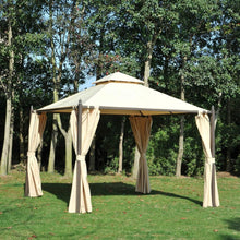 Load image into Gallery viewer, Outdoor Patio Garden 10 x 10 Ft Gazebo with Off White Canopy and Curtains