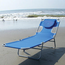 Load image into Gallery viewer, Blue Chaise Lounge Beach Chair with Rustproof Steel Frame