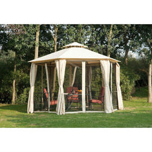 Load image into Gallery viewer, Outdoor Patio Hexagon Gazebo with Beige Canopy and Mesh Curtains