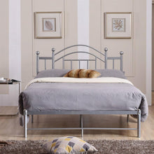 Load image into Gallery viewer, Full size Silver Metal Platform Bed Frame with Arched Headboard