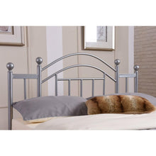 Load image into Gallery viewer, Full size Silver Metal Platform Bed Frame with Arched Headboard
