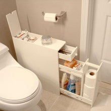 Load image into Gallery viewer, Space Saving Bathroom Floor Cabinet in White Wood Finish