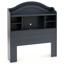 Load image into Gallery viewer, Twin size Arch Top Bookcase Headboard in Dark Blueberry Finish