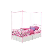 Load image into Gallery viewer, Twin size Sturdy Metal Canopy Bed in Pink