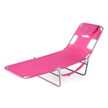 Load image into Gallery viewer, Pink Outdoor Chaise Lounge Beach Chair with 3 Recline Positions
