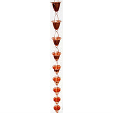 Load image into Gallery viewer, Solid 100% Copper 8-Foot Funnel Cup Rain Chain for Rain Gutter